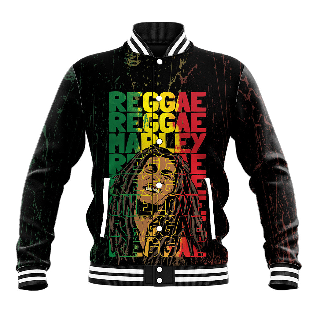 Reggae King Marley Baseball Jacket Typeset Grunge Style LT7 - Wonder Print Shop