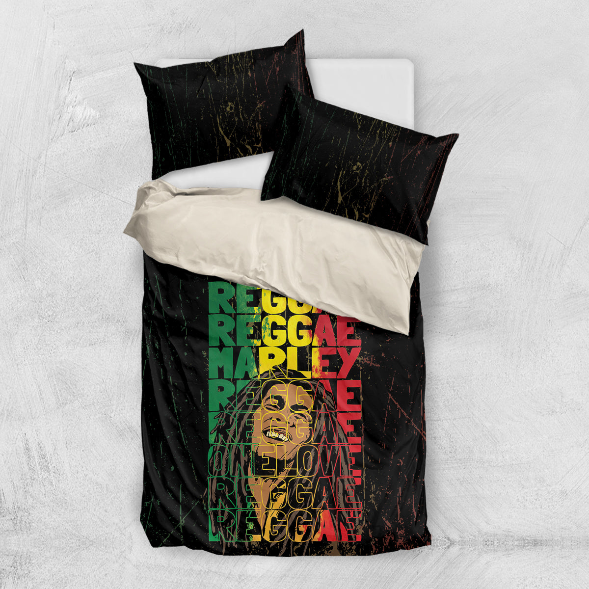 Reggae King Marley Bedding Set Typeset Grunge Style LT7 - Wonder Print Shop