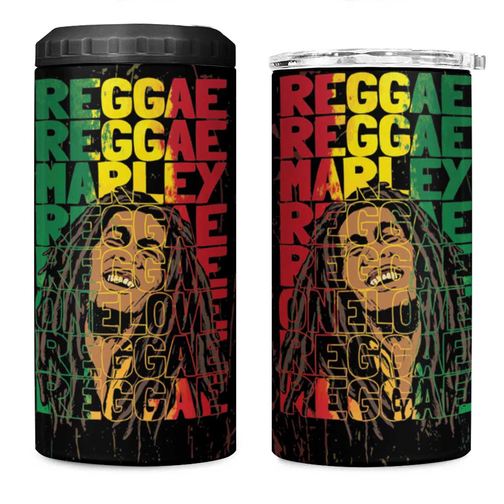 Reggae King Marley 4 in 1 Can Cooler Tumbler Typeset Grunge Style LT7 - Wonder Print Shop