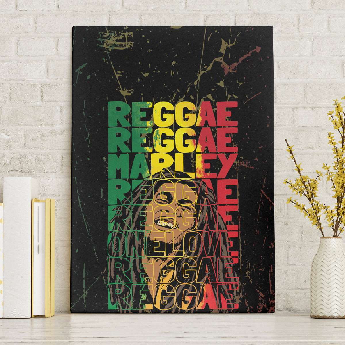 Reggae King Marley Canvas Wall Art Typeset Grunge Style LT7 - Wonder Print Shop