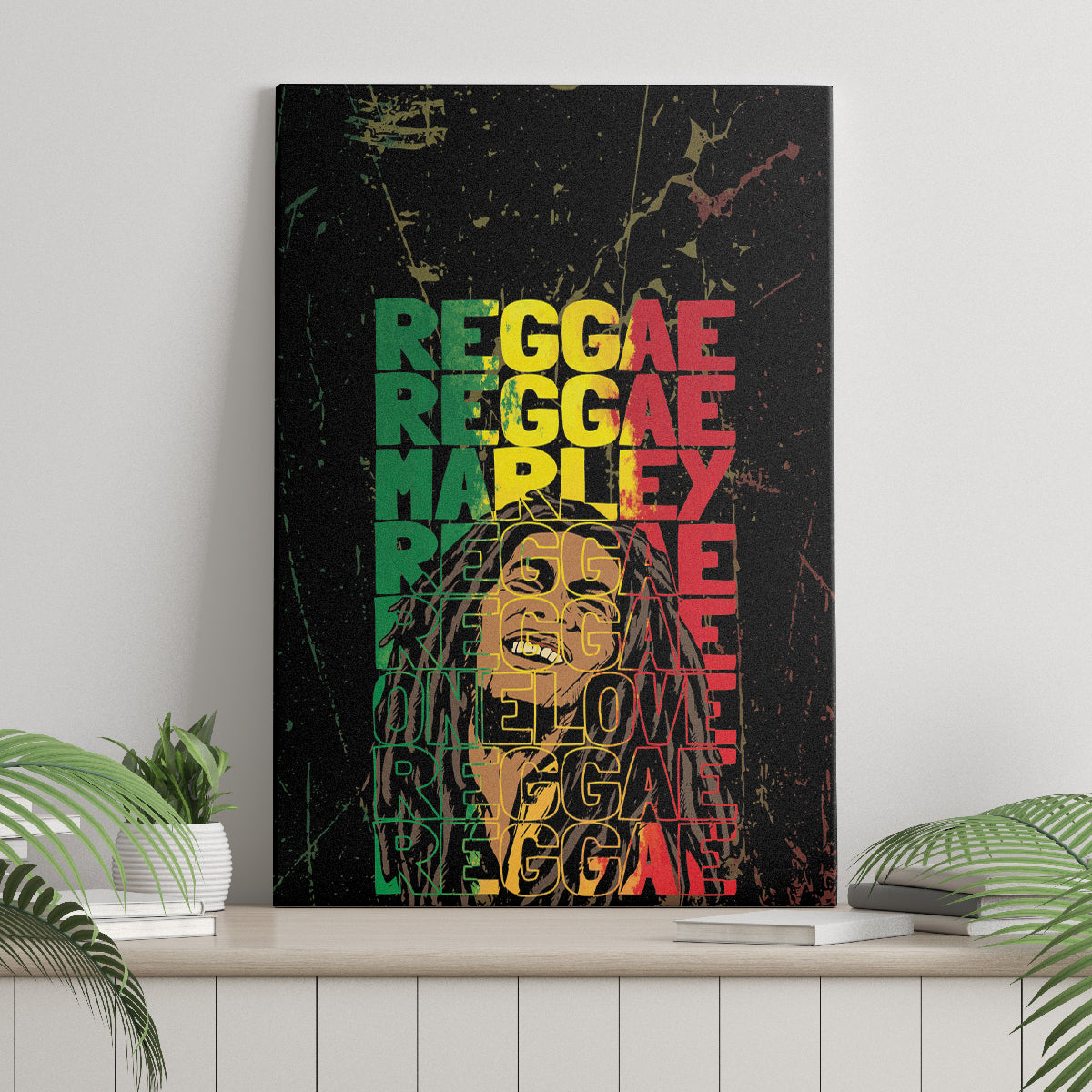Reggae King Marley Canvas Wall Art Typeset Grunge Style LT7 - Wonder Print Shop