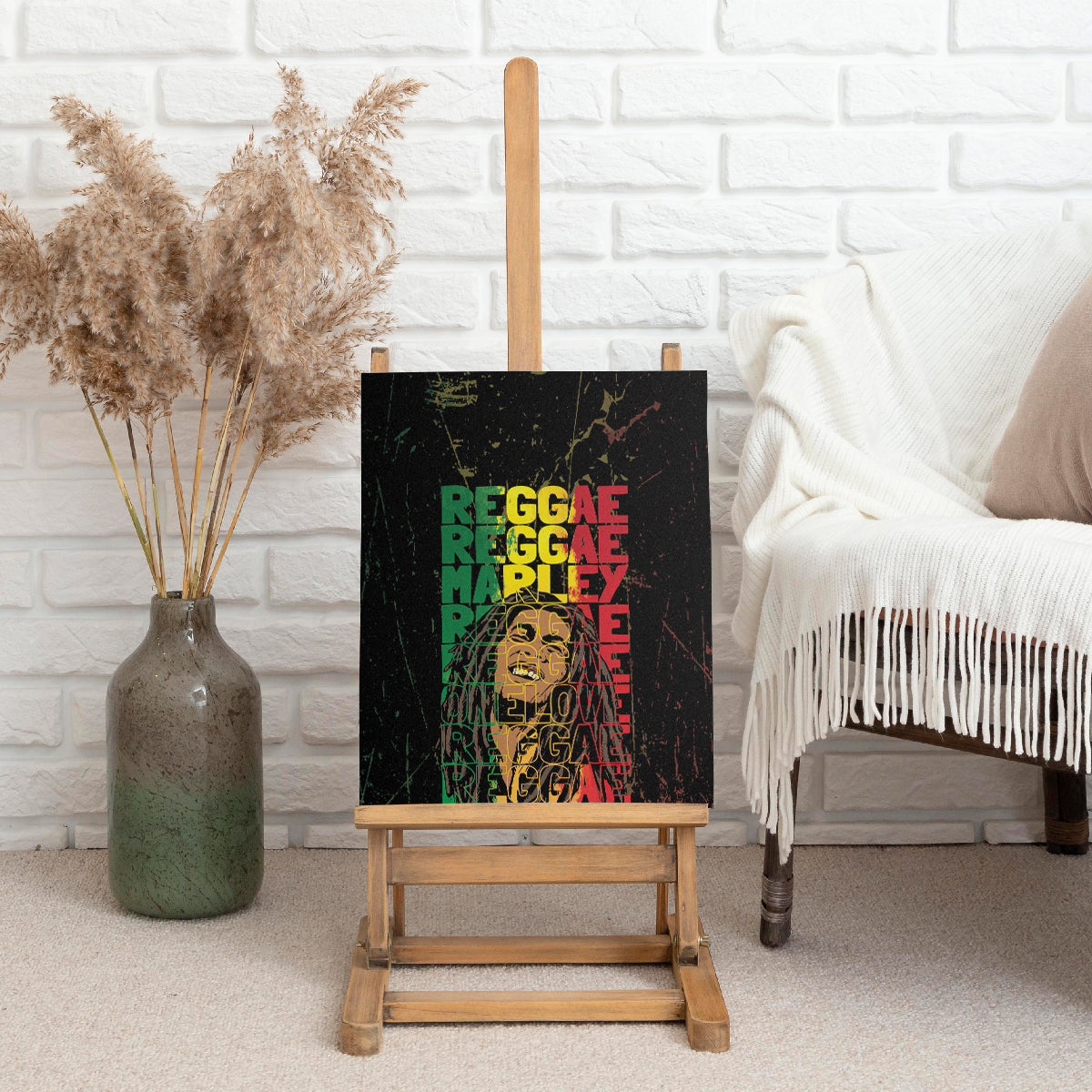 Reggae King Marley Canvas Wall Art Typeset Grunge Style LT7 - Wonder Print Shop