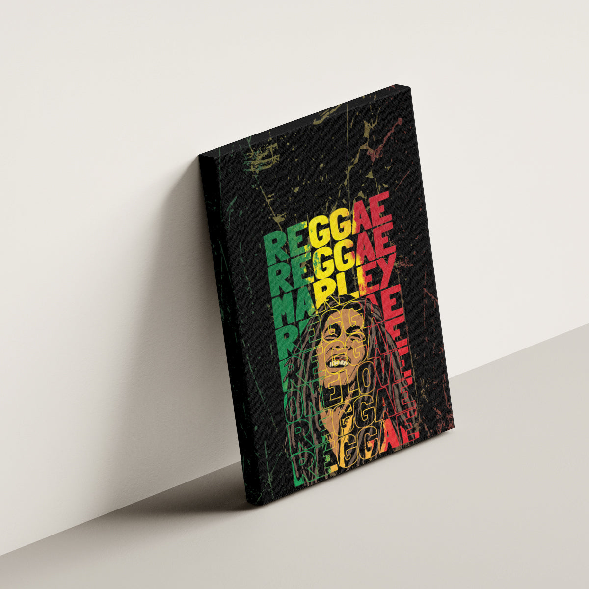 Reggae King Marley Canvas Wall Art Typeset Grunge Style LT7 - Wonder Print Shop