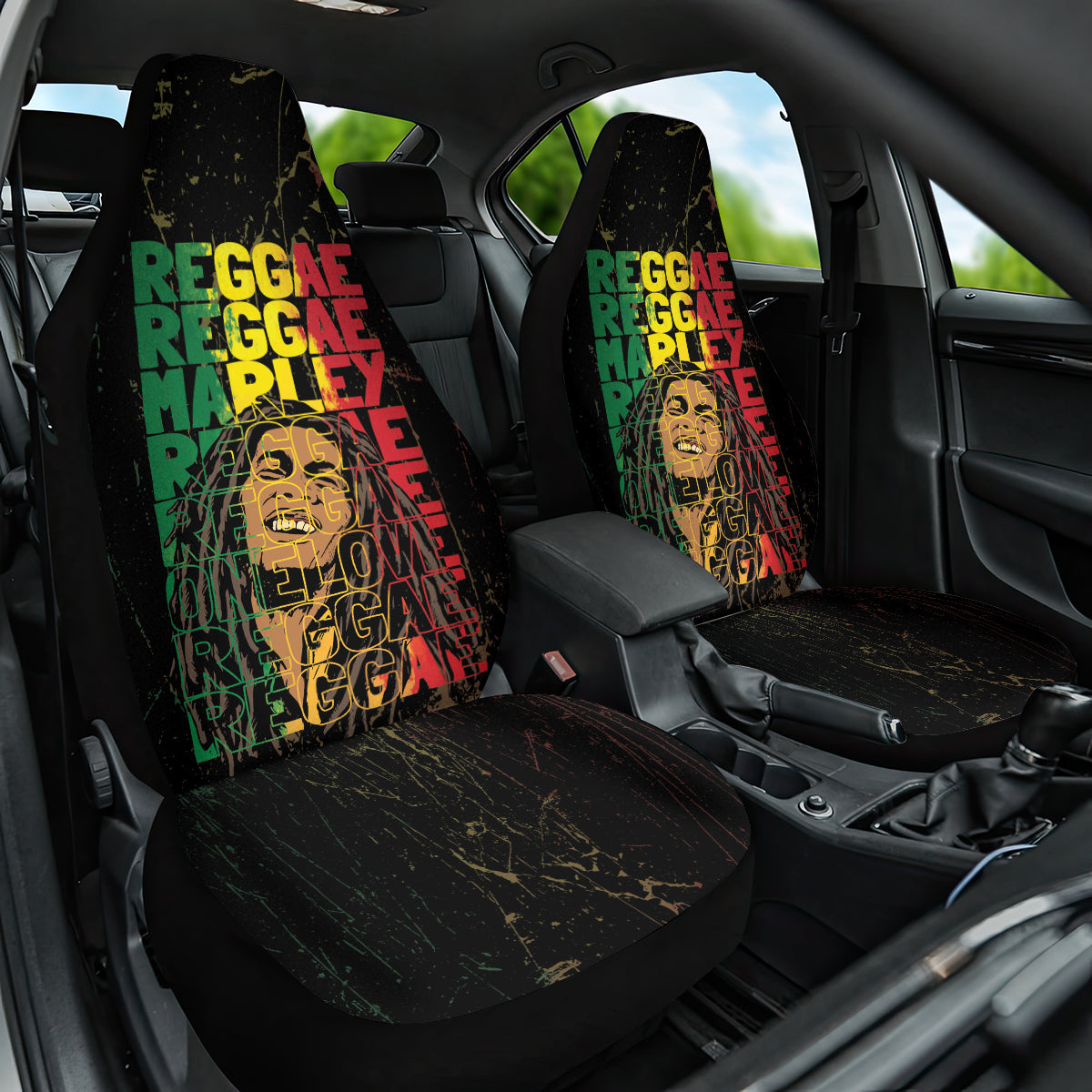 Reggae King Marley Car Seat Cover Typeset Grunge Style LT7 - Wonder Print Shop
