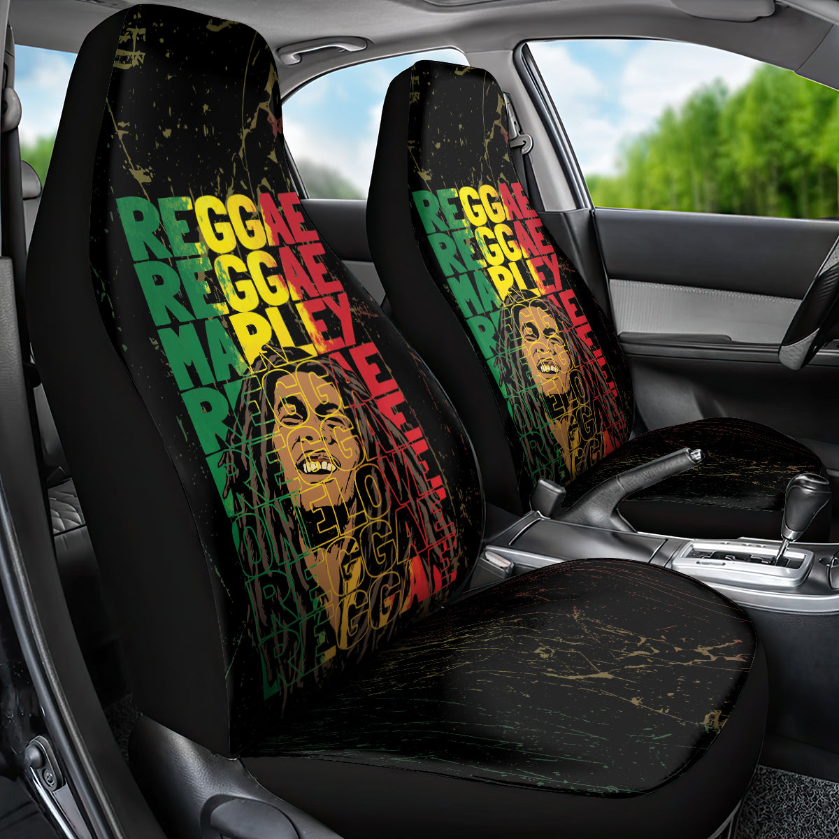 Reggae King Marley Car Seat Cover Typeset Grunge Style LT7 - Wonder Print Shop