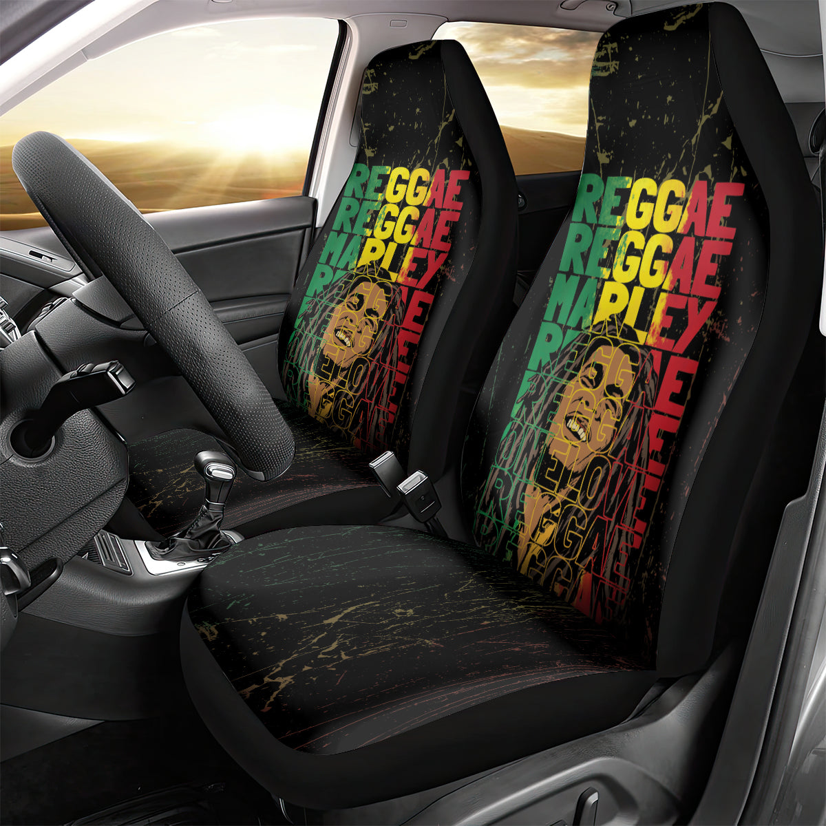 Reggae King Marley Car Seat Cover Typeset Grunge Style LT7 - Wonder Print Shop