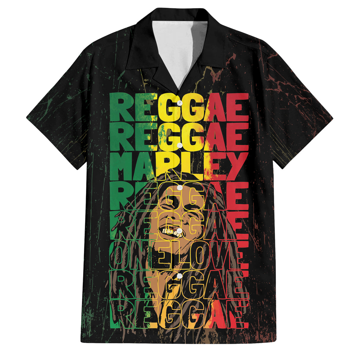 Reggae King Marley Family Matching Long Sleeve Bodycon Dress and Hawaiian Shirt Typeset Grunge Style LT7 - Wonder Print Shop
