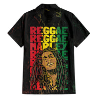 Reggae King Marley Family Matching Long Sleeve Bodycon Dress and Hawaiian Shirt Typeset Grunge Style LT7 - Wonder Print Shop