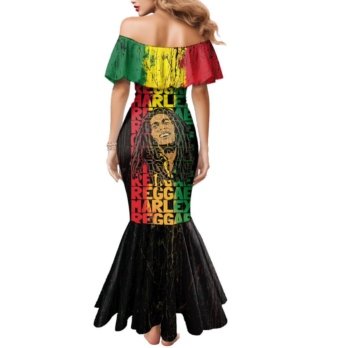 Reggae King Marley Family Matching Mermaid Dress and Hawaiian Shirt Typeset Grunge Style LT7 - Wonder Print Shop