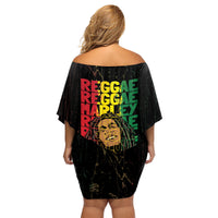 Reggae King Marley Family Matching Off Shoulder Short Dress and Hawaiian Shirt Typeset Grunge Style LT7 - Wonder Print Shop