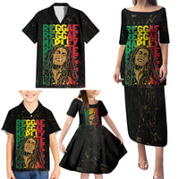 Reggae King Marley Family Matching Puletasi and Hawaiian Shirt Typeset Grunge Style - Wonder Print Shop