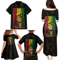 Reggae King Marley Family Matching Puletasi and Hawaiian Shirt Typeset Grunge Style - Wonder Print Shop