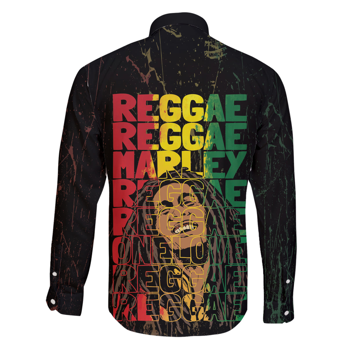 Reggae King Marley Family Matching Short Sleeve Bodycon Dress and Hawaiian Shirt Typeset Grunge Style - Wonder Print Shop