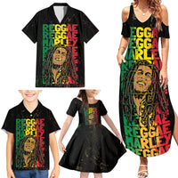 Reggae King Marley Family Matching Summer Maxi Dress and Hawaiian Shirt Typeset Grunge Style - Wonder Print Shop