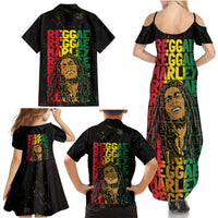 Reggae King Marley Family Matching Summer Maxi Dress and Hawaiian Shirt Typeset Grunge Style - Wonder Print Shop