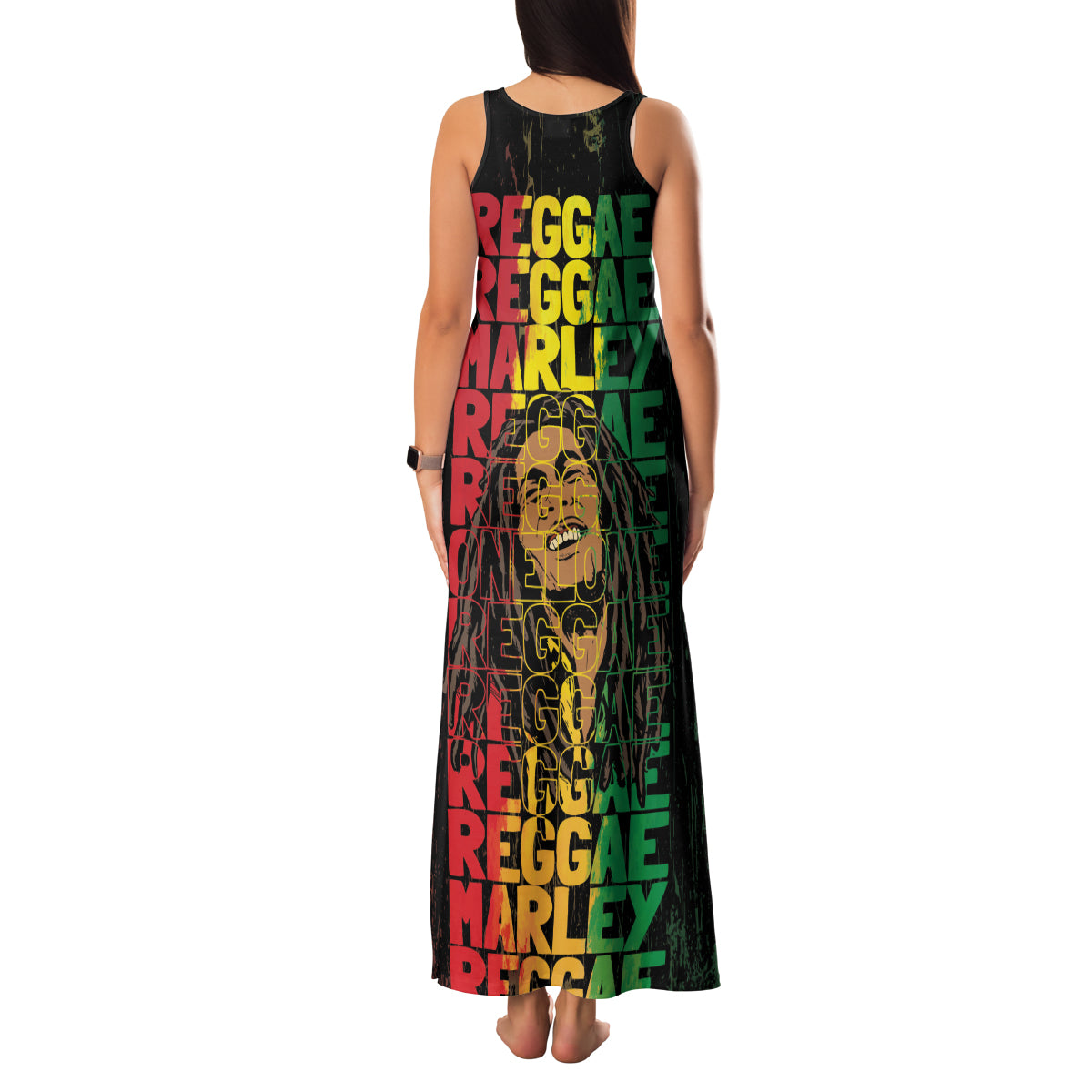 Reggae King Marley Family Matching Tank Maxi Dress and Hawaiian Shirt Typeset Grunge Style - Wonder Print Shop