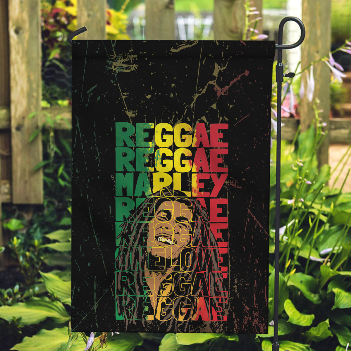 Reggae King Marley Garden Flag Typeset Grunge Style - Wonder Print Shop