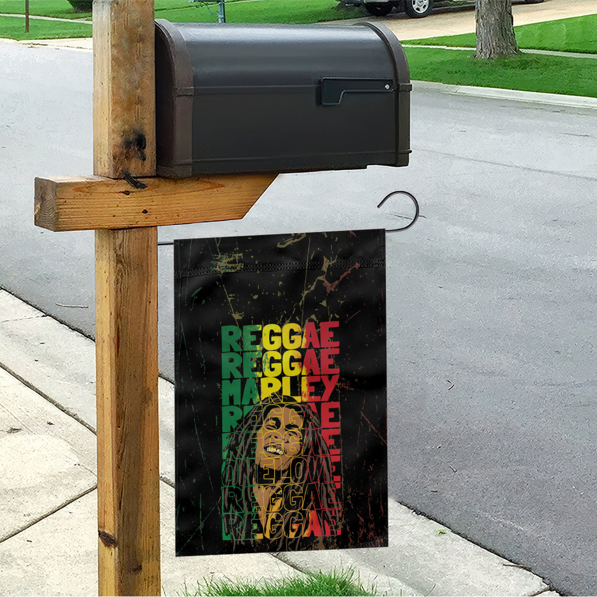 Reggae King Marley Garden Flag Typeset Grunge Style - Wonder Print Shop