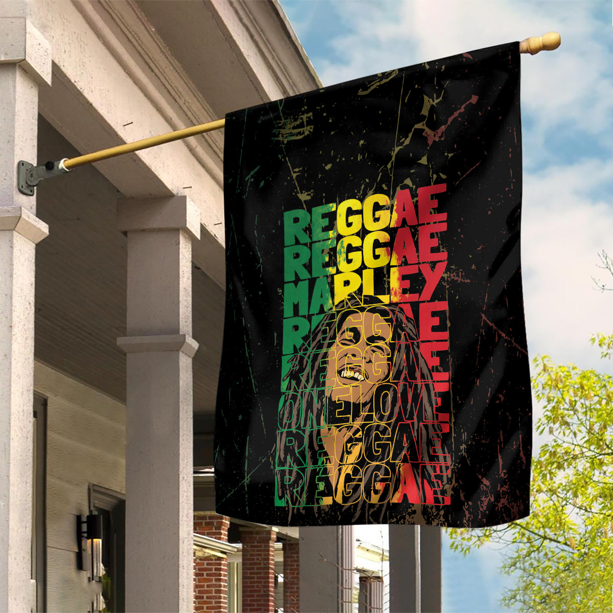 Reggae King Marley Garden Flag Typeset Grunge Style - Wonder Print Shop