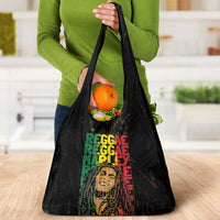 Reggae King Marley Grocery Bag Typeset Grunge Style