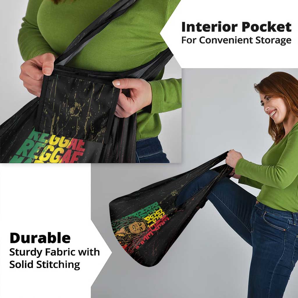 Reggae King Marley Grocery Bag Typeset Grunge Style