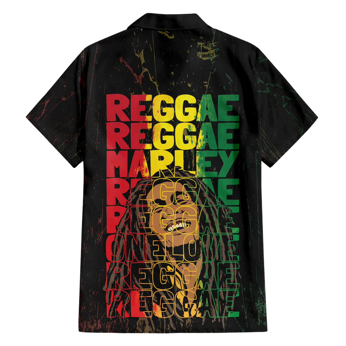 Reggae King Marley Hawaiian Shirt Typeset Grunge Style - Wonder Print Shop