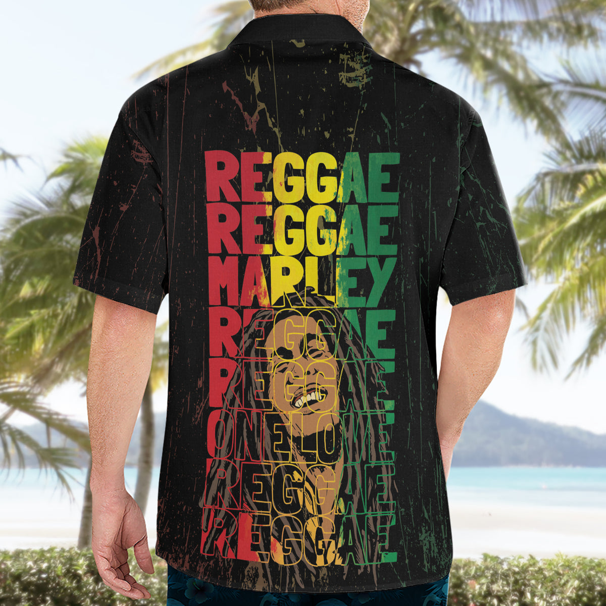 Reggae King Marley Hawaiian Shirt Typeset Grunge Style - Wonder Print Shop