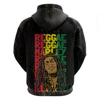 Reggae King Marley Hoodie Typeset Grunge Style - Wonder Print Shop