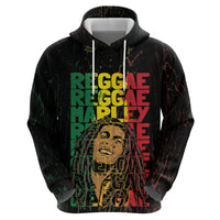 Reggae King Marley Hoodie Typeset Grunge Style - Wonder Print Shop
