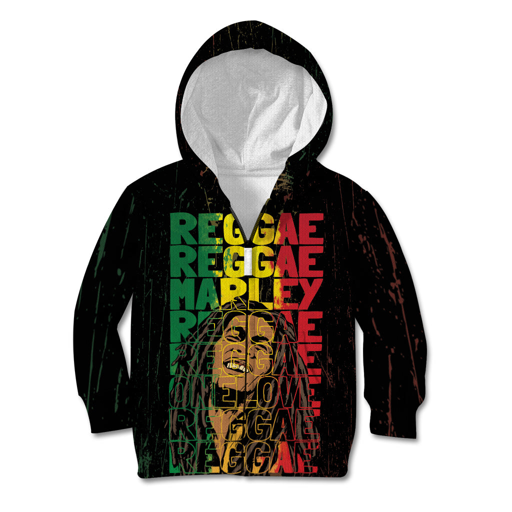 Reggae King Marley Kid Hoodie Typeset Grunge Style - Wonder Print Shop