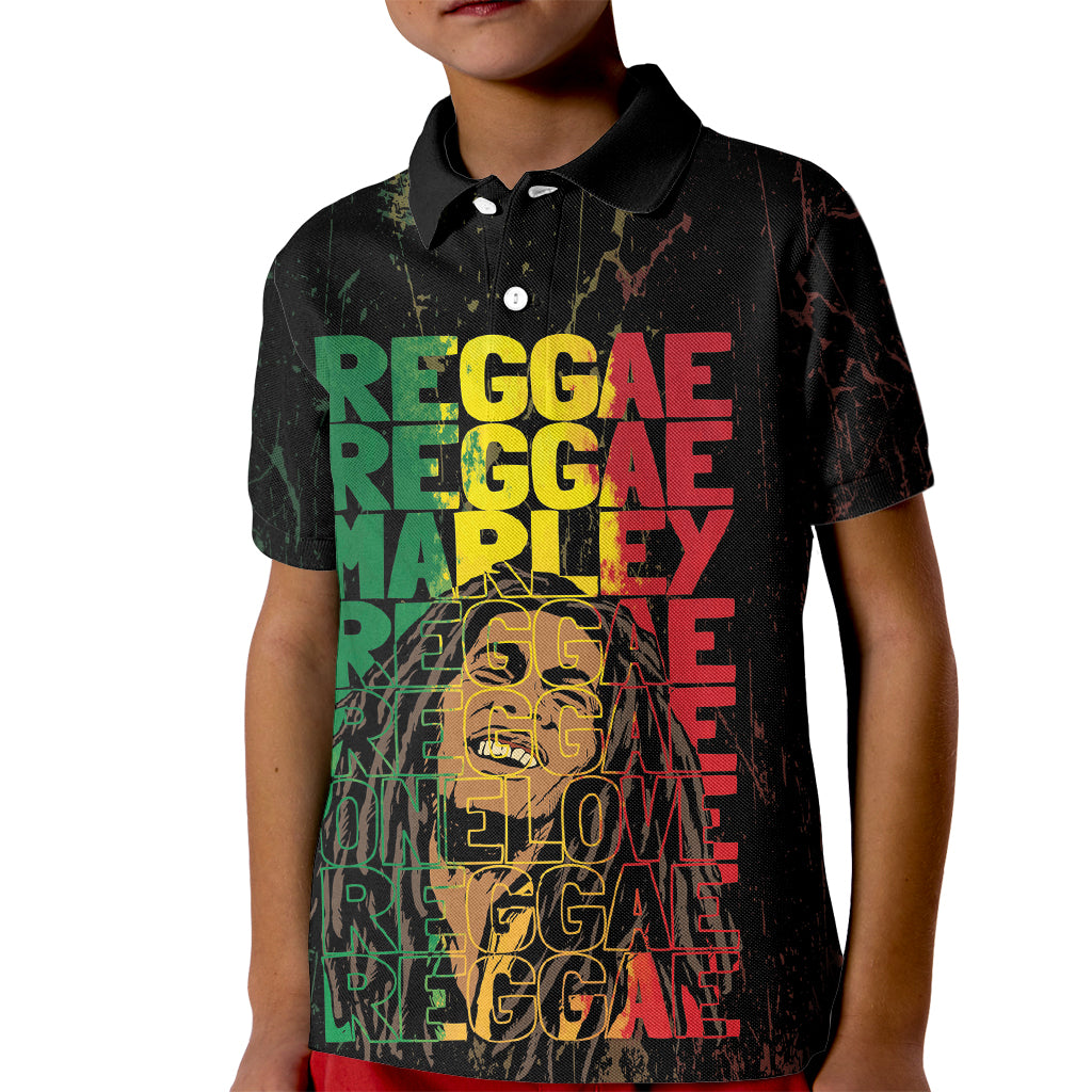 Reggae King Marley Kid Polo Shirt Typeset Grunge Style - Wonder Print Shop