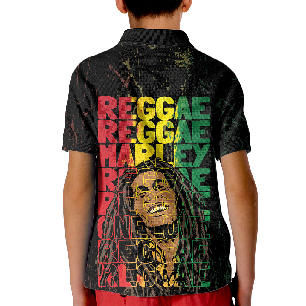 Reggae King Marley Kid Polo Shirt Typeset Grunge Style - Wonder Print Shop