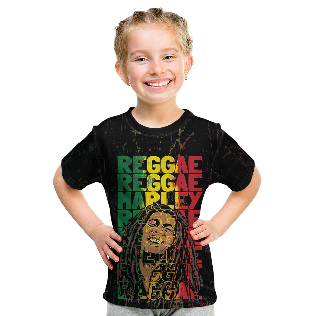 Reggae King Marley Kid T Shirt Typeset Grunge Style - Wonder Print Shop