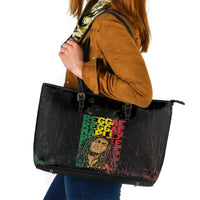 Reggae King Marley Leather Tote Bag Typeset Grunge Style - Wonder Print Shop