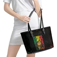 Reggae King Marley Leather Tote Bag Typeset Grunge Style - Wonder Print Shop
