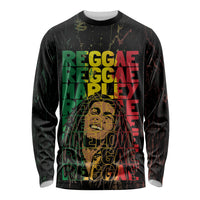 Reggae King Marley Long Sleeve Shirt Typeset Grunge Style - Wonder Print Shop