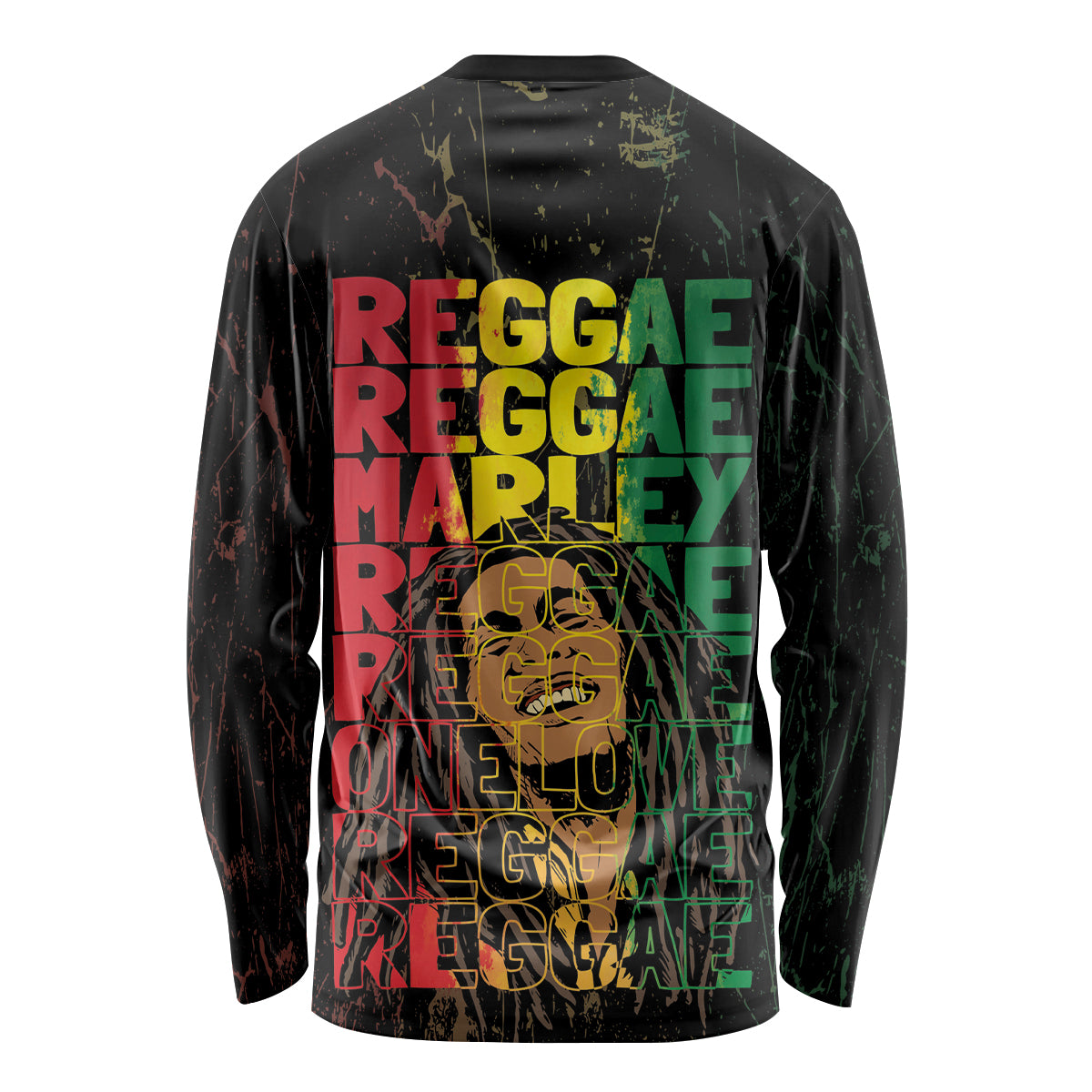 Reggae King Marley Long Sleeve Shirt Typeset Grunge Style - Wonder Print Shop