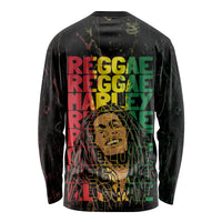 Reggae King Marley Long Sleeve Shirt Typeset Grunge Style - Wonder Print Shop