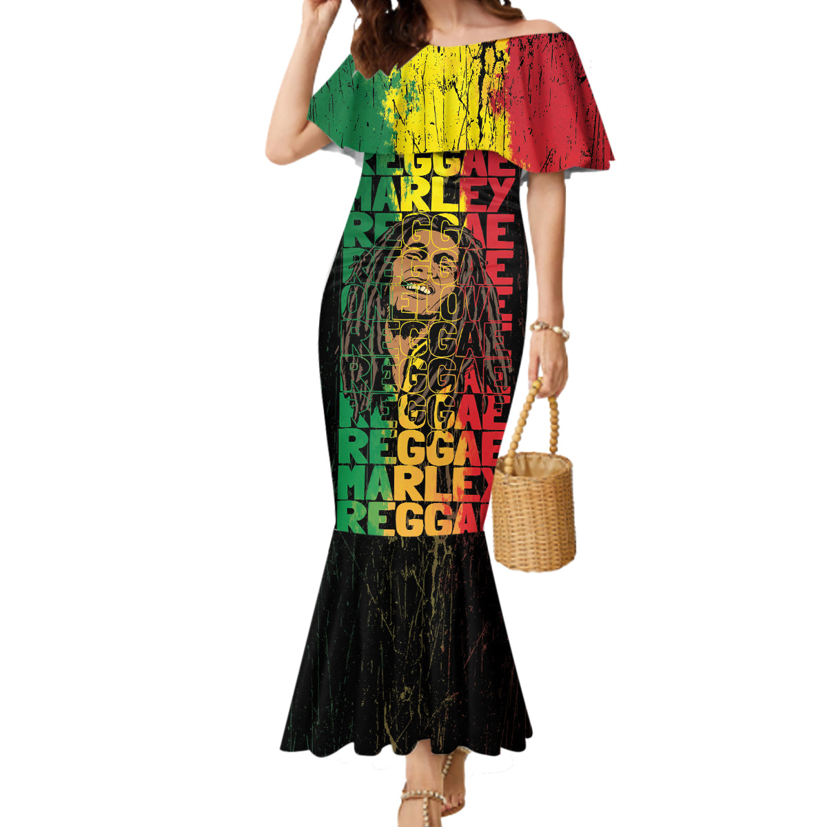 Reggae King Marley Mermaid Dress Typeset Grunge Style - Wonder Print Shop