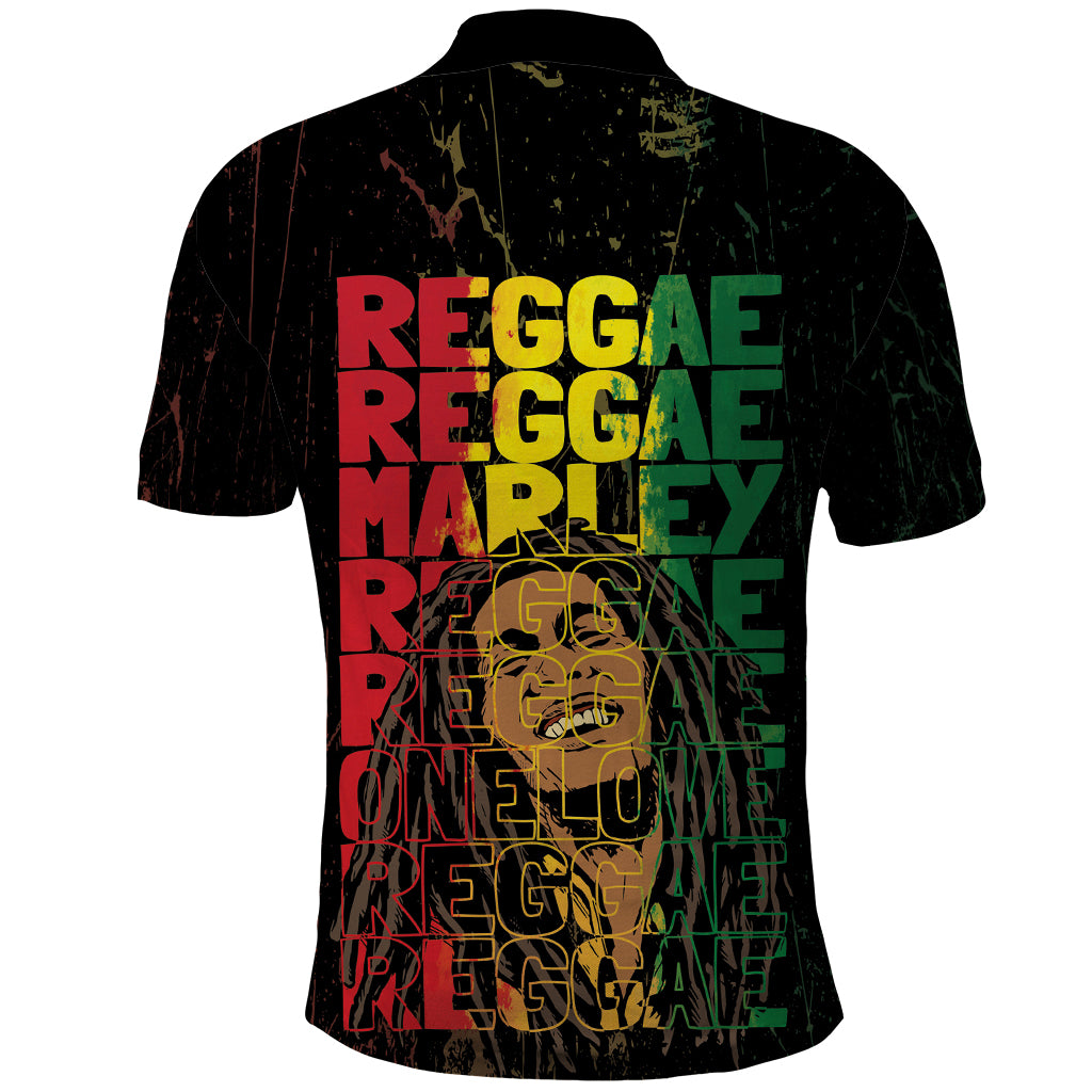 Reggae King Marley Polo Shirt Typeset Grunge Style - Wonder Print Shop