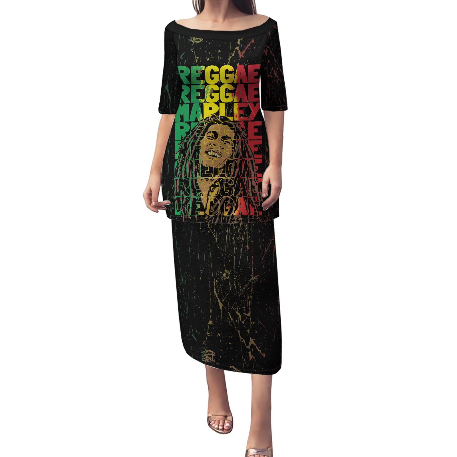 Reggae King Marley Puletasi Typeset Grunge Style - Wonder Print Shop