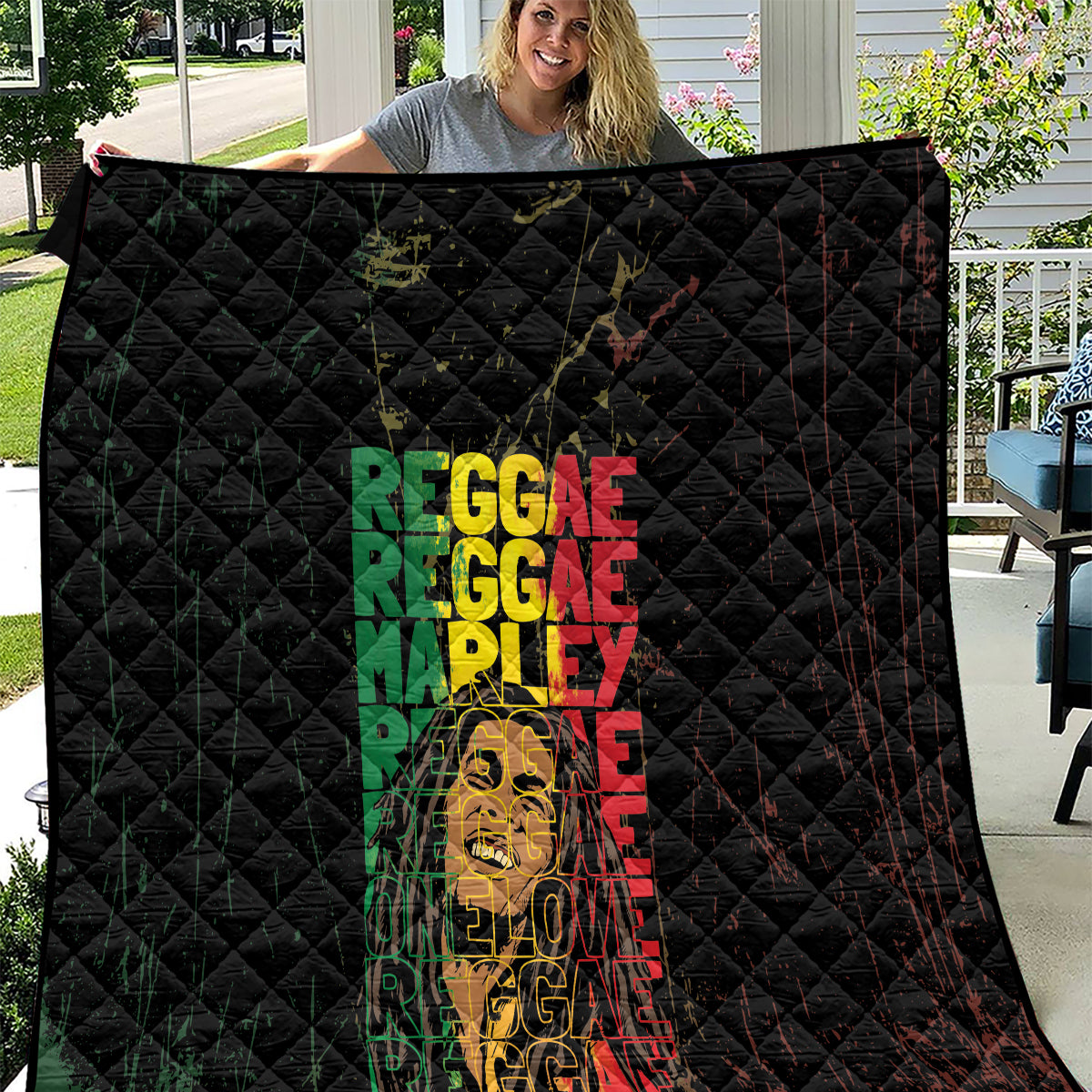 Reggae King Marley Quilt Typeset Grunge Style - Wonder Print Shop