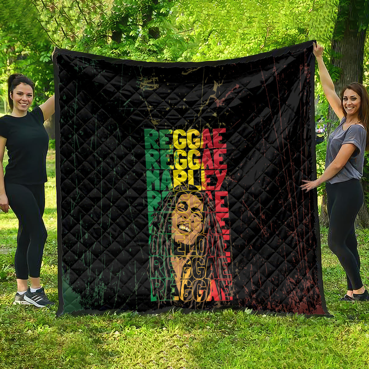 Reggae King Marley Quilt Typeset Grunge Style - Wonder Print Shop