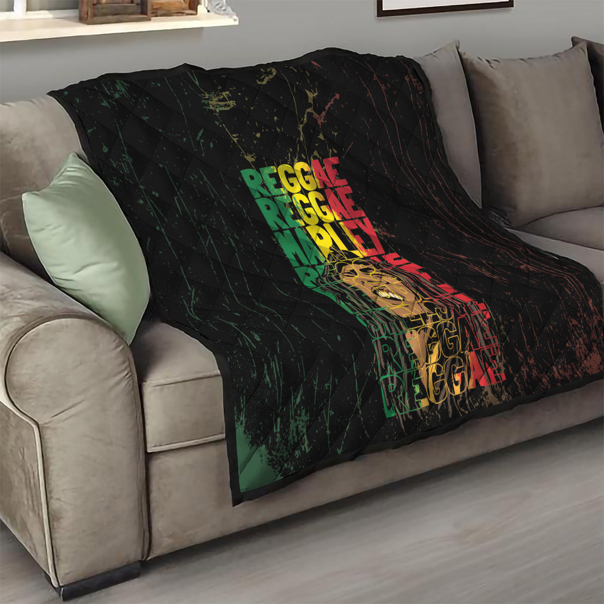 Reggae King Marley Quilt Typeset Grunge Style - Wonder Print Shop