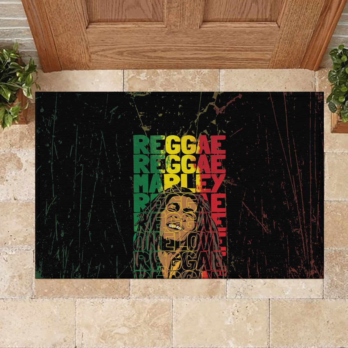 Reggae King Marley Rubber Doormat Typeset Grunge Style - Wonder Print Shop