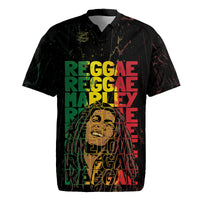 Reggae King Marley Rugby Jersey Typeset Grunge Style - Wonder Print Shop