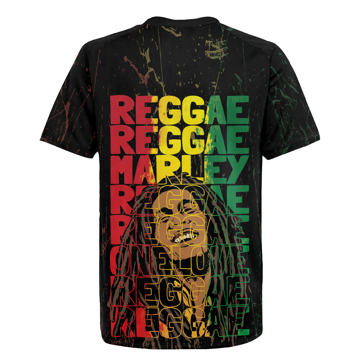 Reggae King Marley Rugby Jersey Typeset Grunge Style - Wonder Print Shop