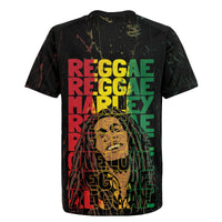 Reggae King Marley Rugby Jersey Typeset Grunge Style - Wonder Print Shop