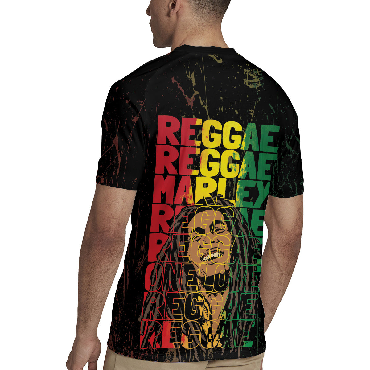 Reggae King Marley Rugby Jersey Typeset Grunge Style - Wonder Print Shop