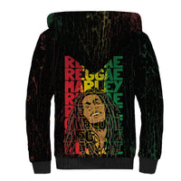 Reggae King Marley Sherpa Hoodie Typeset Grunge Style - Wonder Print Shop
